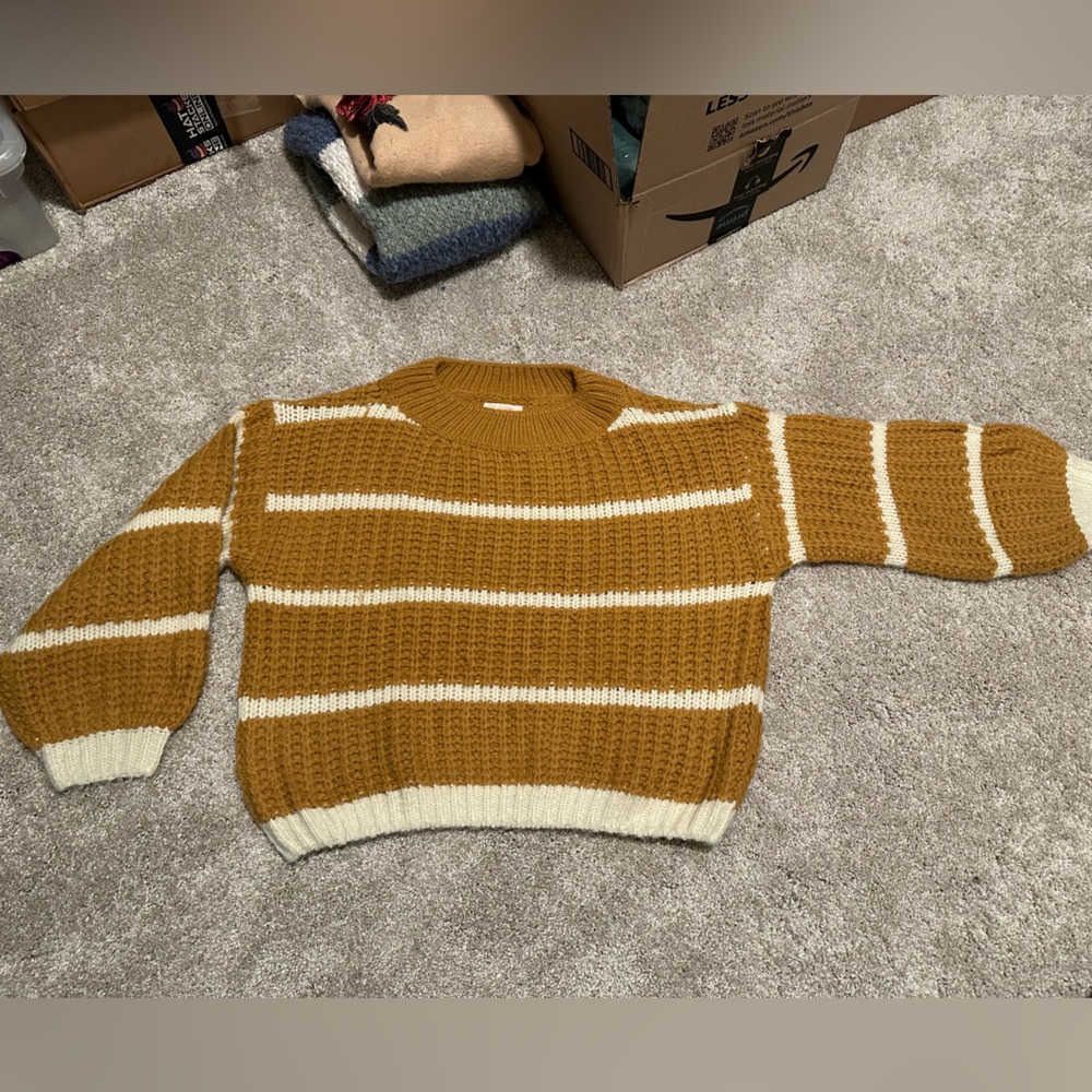 Burnt orange and cream puffy sweater